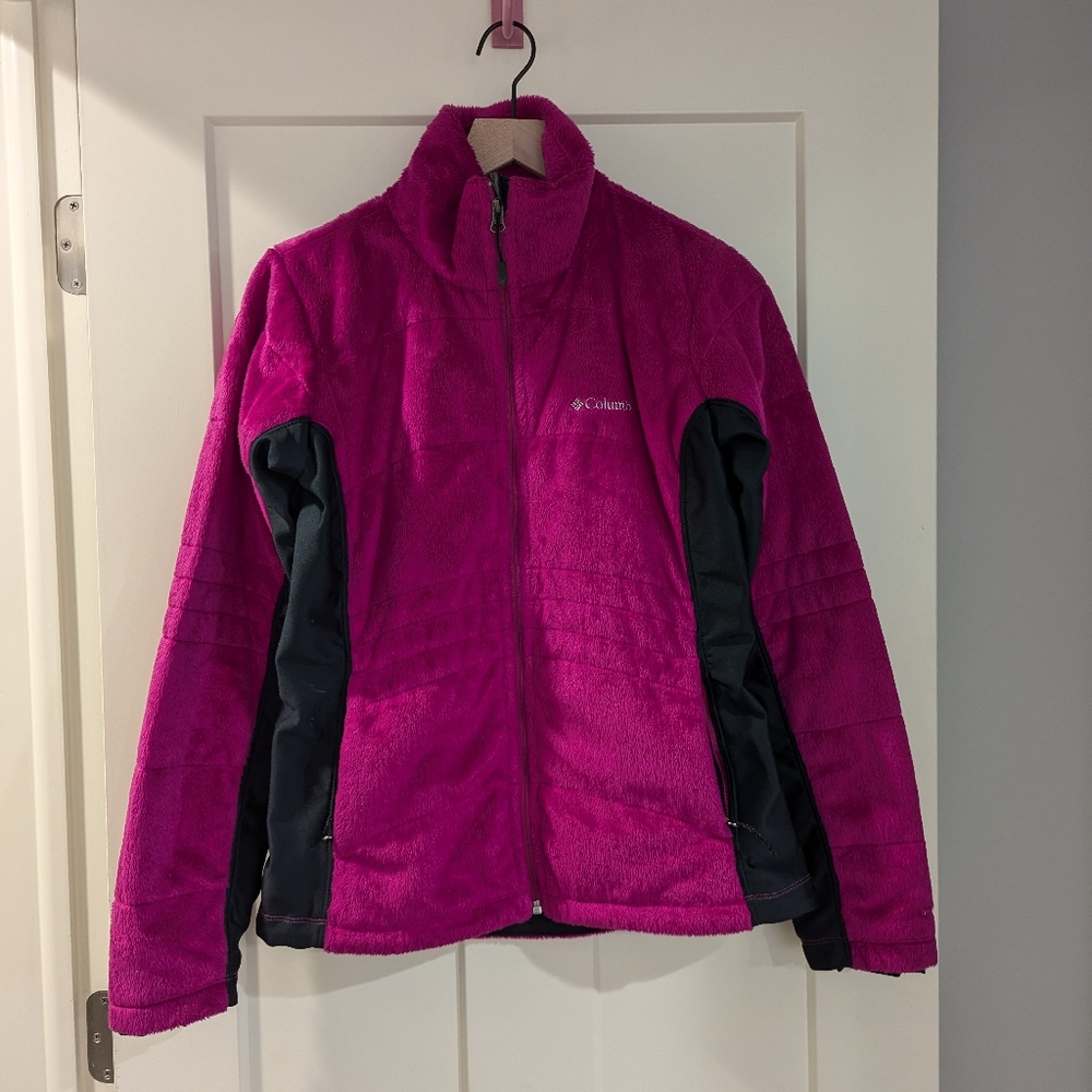 Columbia women's Omni heat fluffy bright pink zip up jacket size medium
